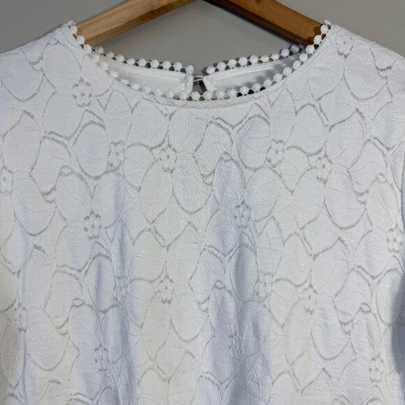 Vince Camuto Puff Sleeve Lace Textured Blouse Women's Small White Layered Boho - Picture 6 of 12